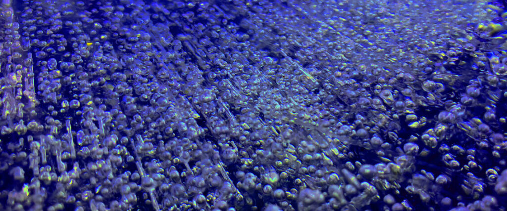 Blue ice bubbles